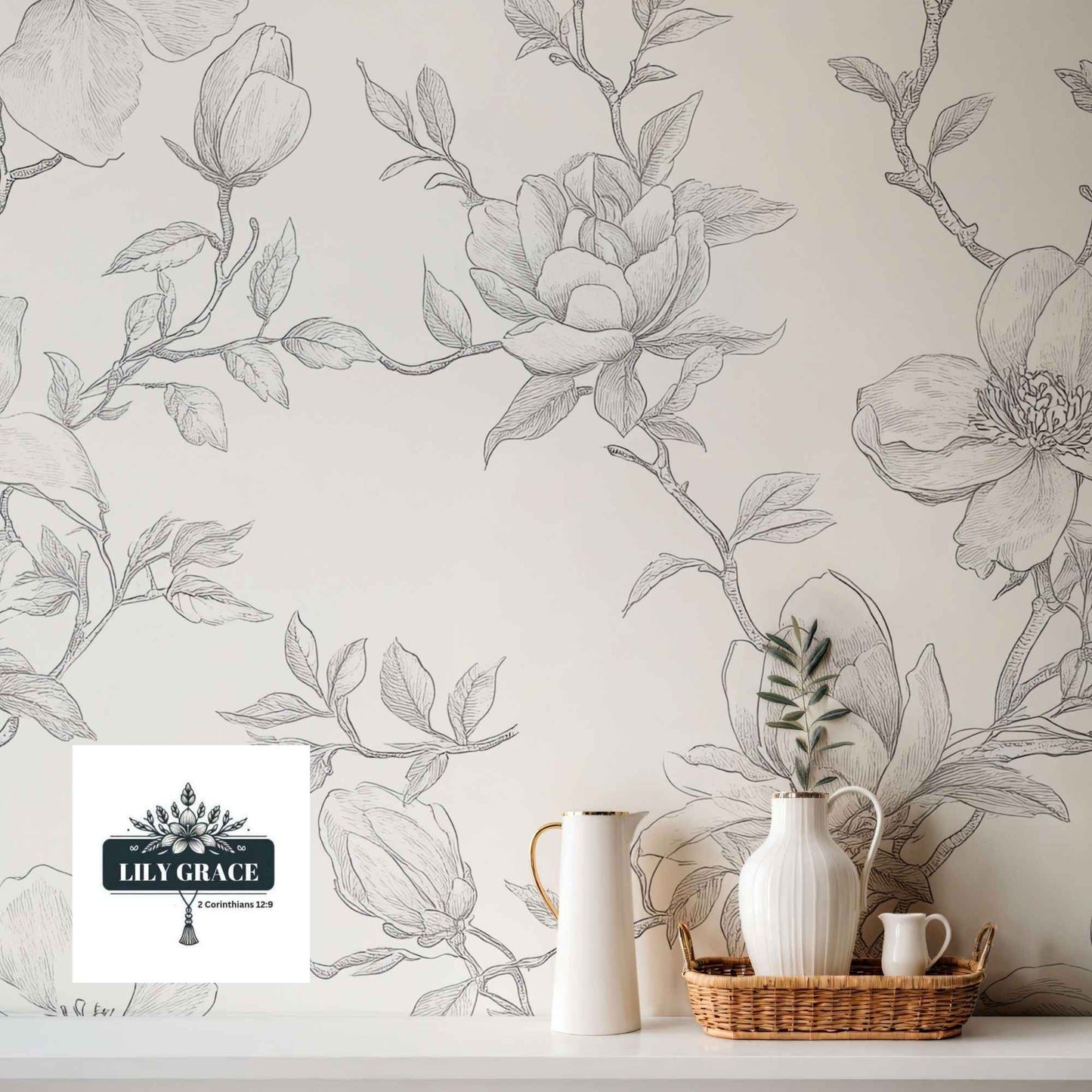 Magnolia Blossom – Vintage Floral Wallpaper for walls