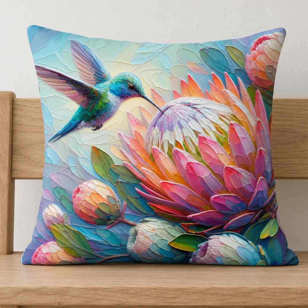 Pink protea scatter cushion covers
