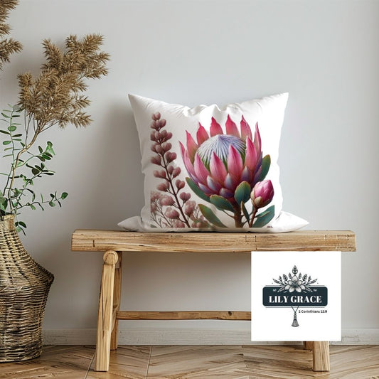 Pink fynbos scatter cushion cover 45 x 45cm