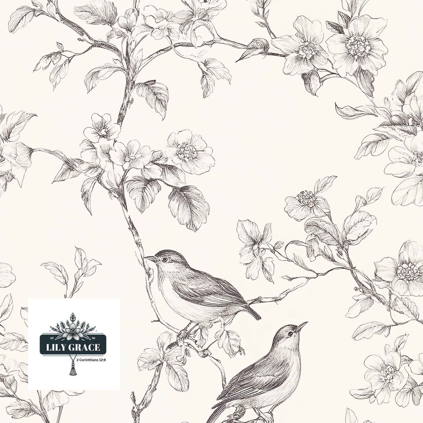 Magnolia song – Vintage wallpaper with flower and birds design
