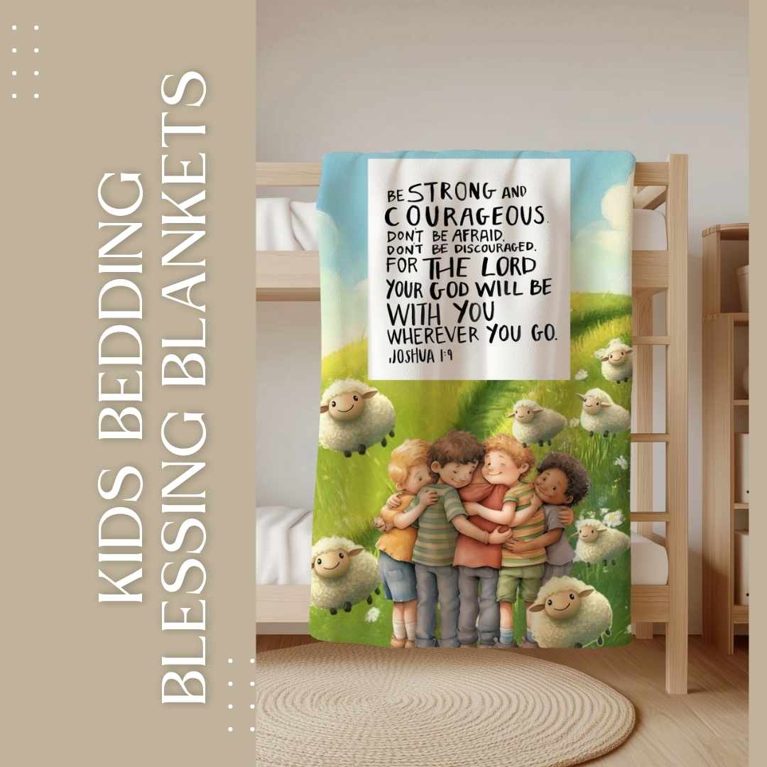 Christian art gifts. Kids bedding . blessing banket