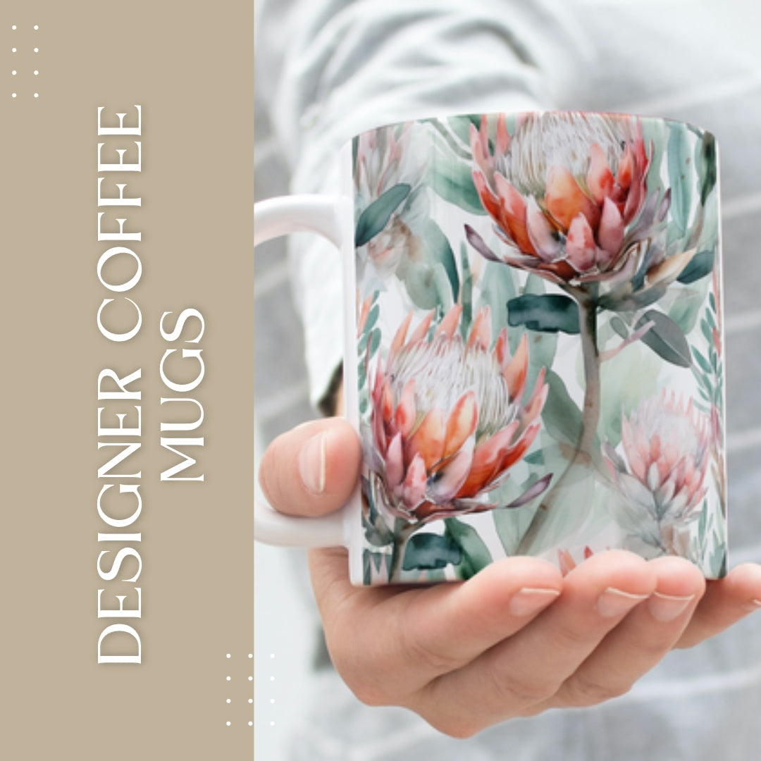 Branded coffee mugs with exclusive South African designs, custom printed and made to order