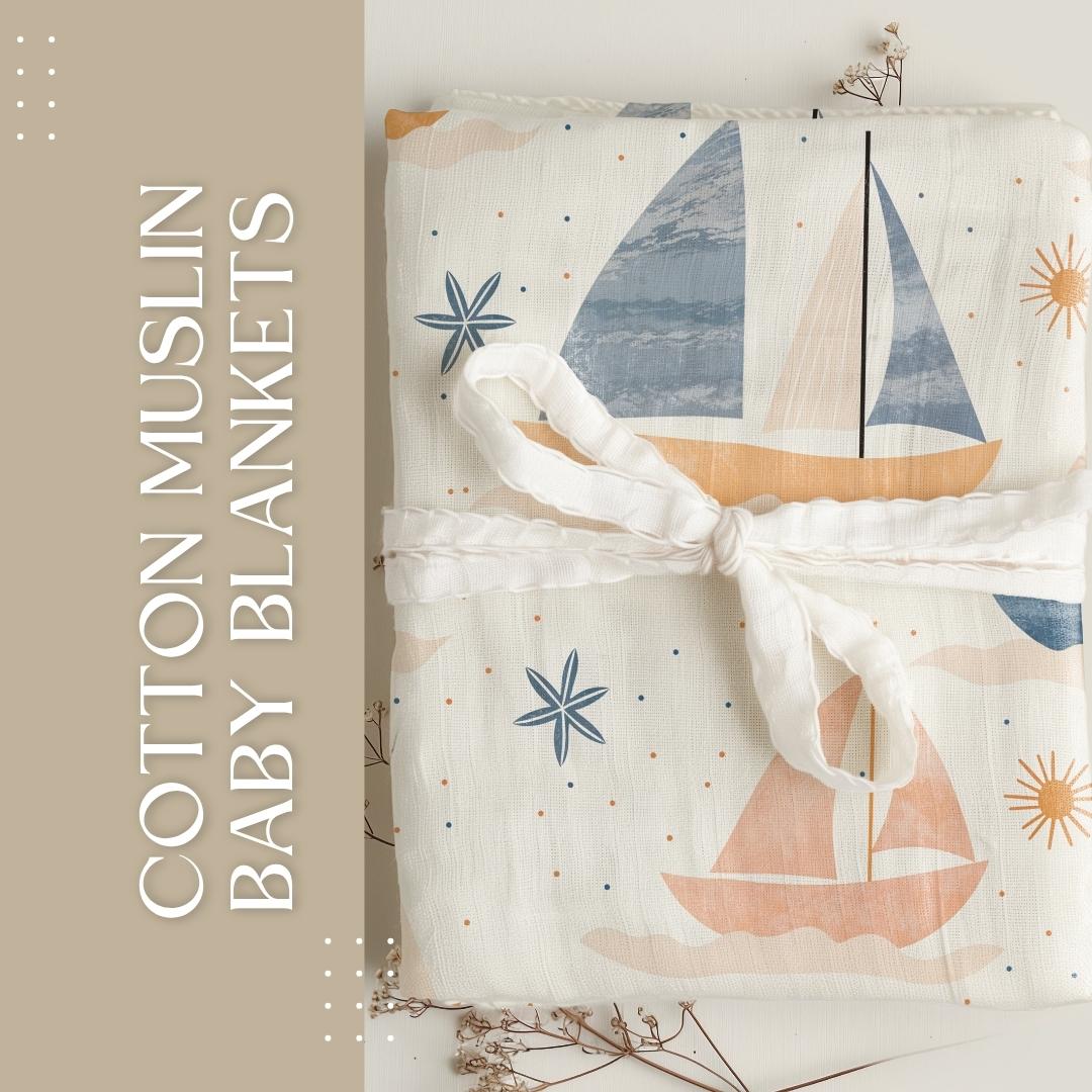 Custom Printed Cotton Muslin Baby Blankets