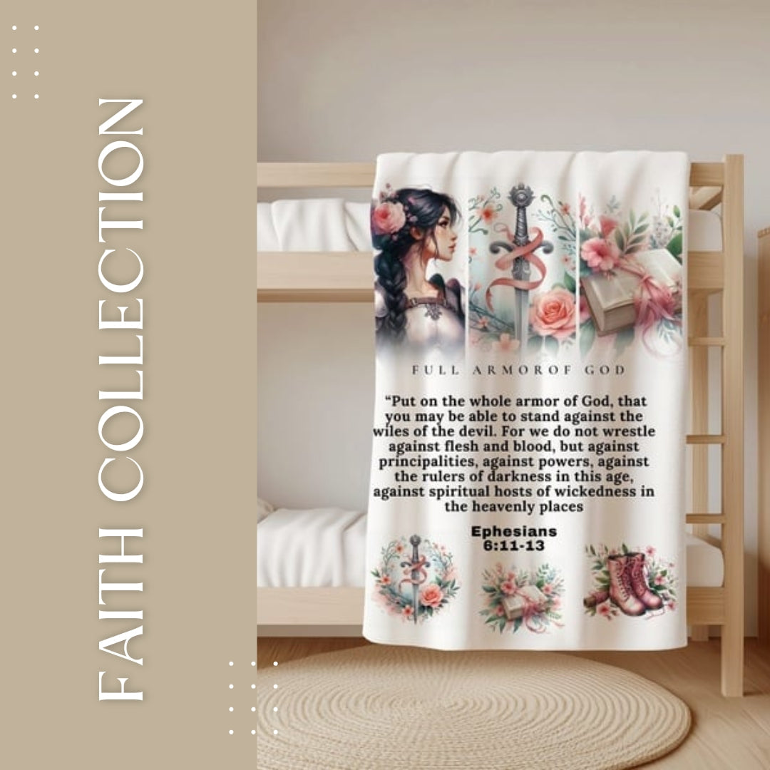Christian Art Gifts collection featuring soft fleece Faith Blankets and scatter cushions designed to inspire and comfort.