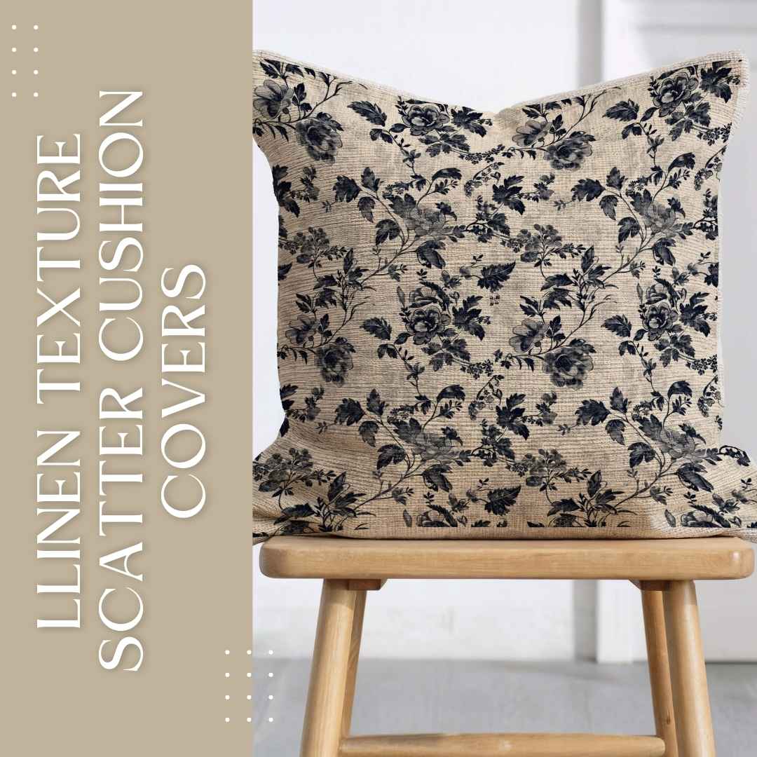 Linen texture scatter cushion covers with exclusive South African designs in neutral and botanical tones