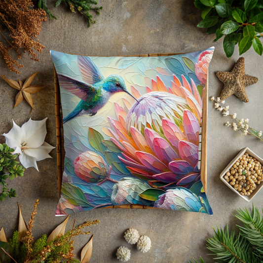 Pink protea scatter cushion covers