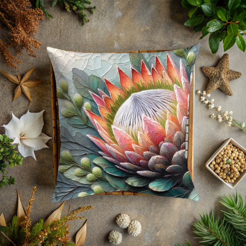 Pretty Protea - Scatter cushion cover Cotton