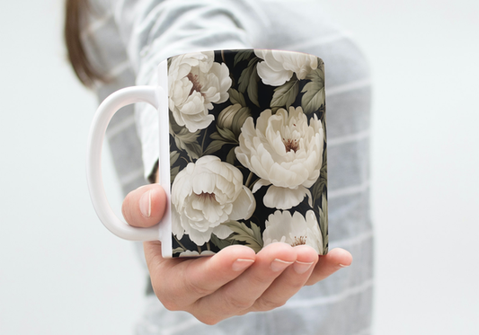 White Peony coffee mugs