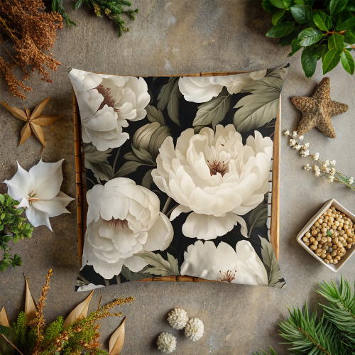 White Peony scatter cushion covers