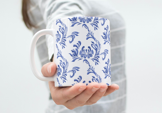 Watercolor blue designer coffee mugs