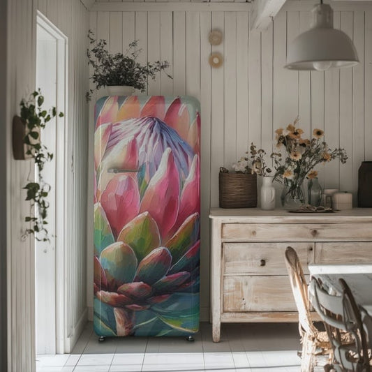 Fridge door decoupage paper