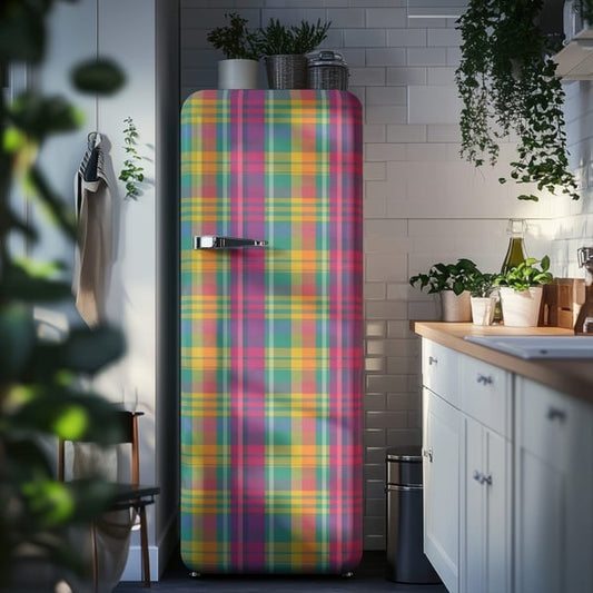 Pink tartan Fridge door decoupage paper