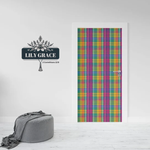 Pink tartan Decoupage Paper for doors