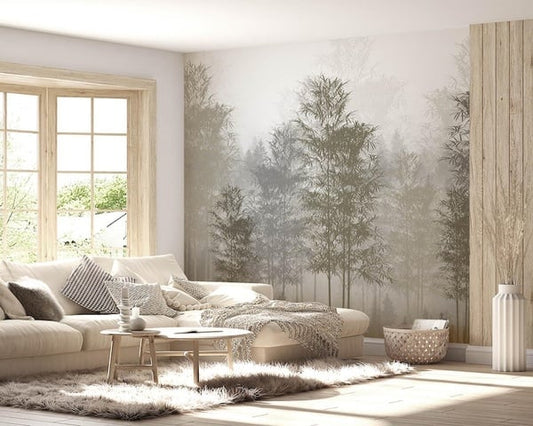 Foggy Tropical Trees wallpaper mural