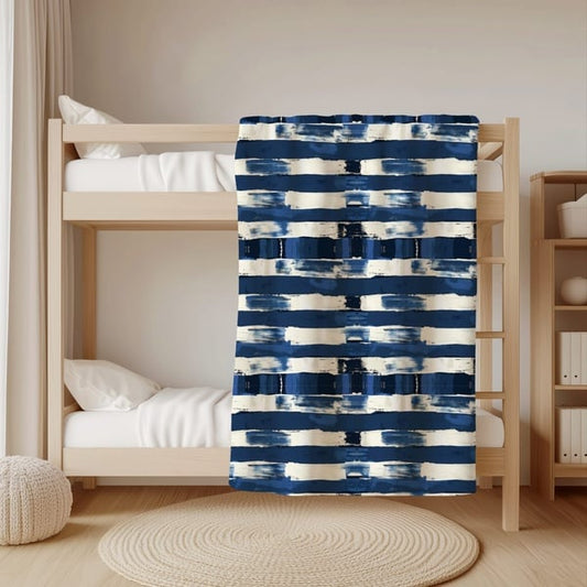 Bold blue and white coral fleece blanket