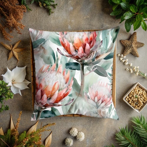 Velvet protea scatter cushions