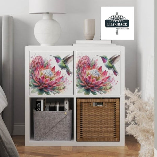 Pink Protea decoupage paper sheet