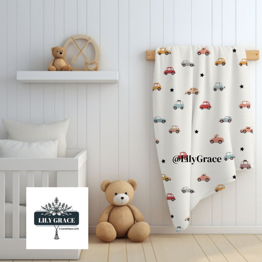 Tiny cars baby fleece blankets