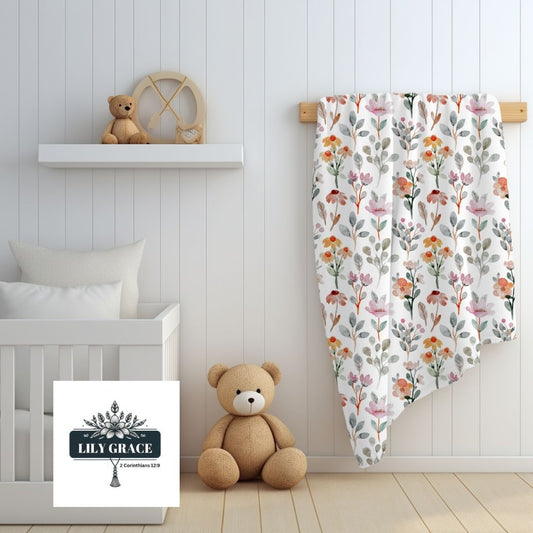 Watercolor floral baby fleece blankets