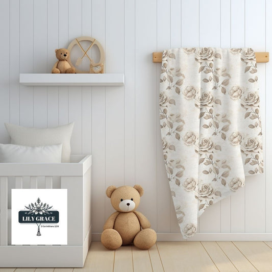Neutral tones rose baby fleece blankets