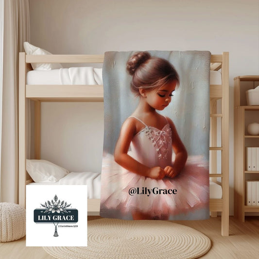 Ballerina girl pink fleece blanket