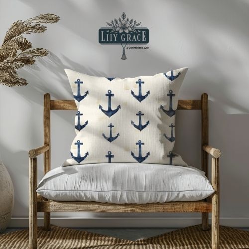 Anchor Blue and cream scatter cushion covers
