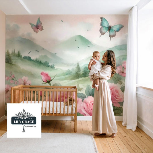Butterfly garden– Vintage Kids Wallpaper Mural
