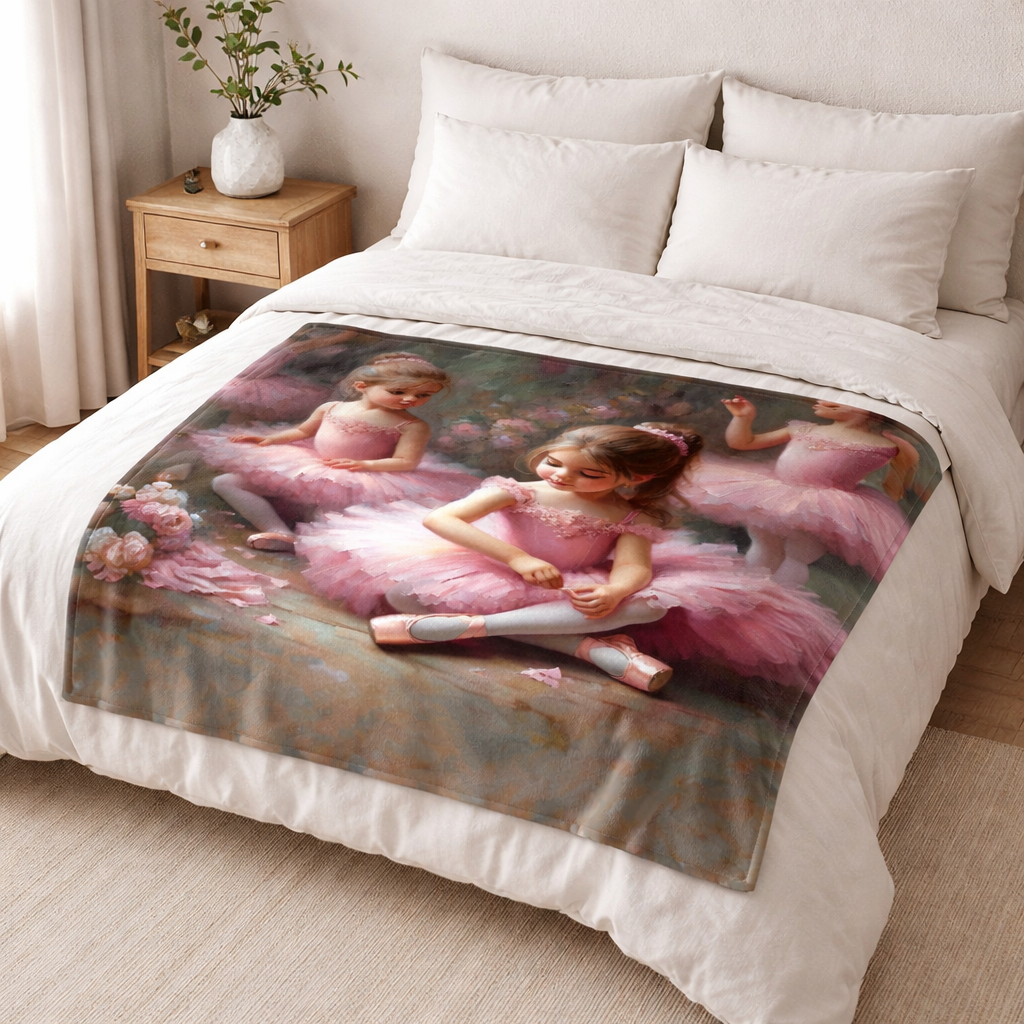 Little dancers coral fleece blanket  1 x 1.5m