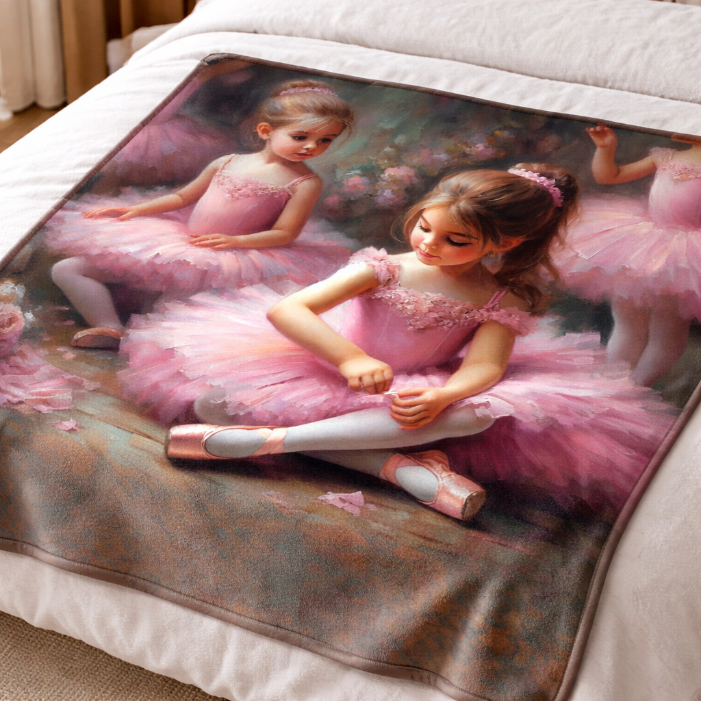 Little dancers coral fleece blanket  1 x 1.5m