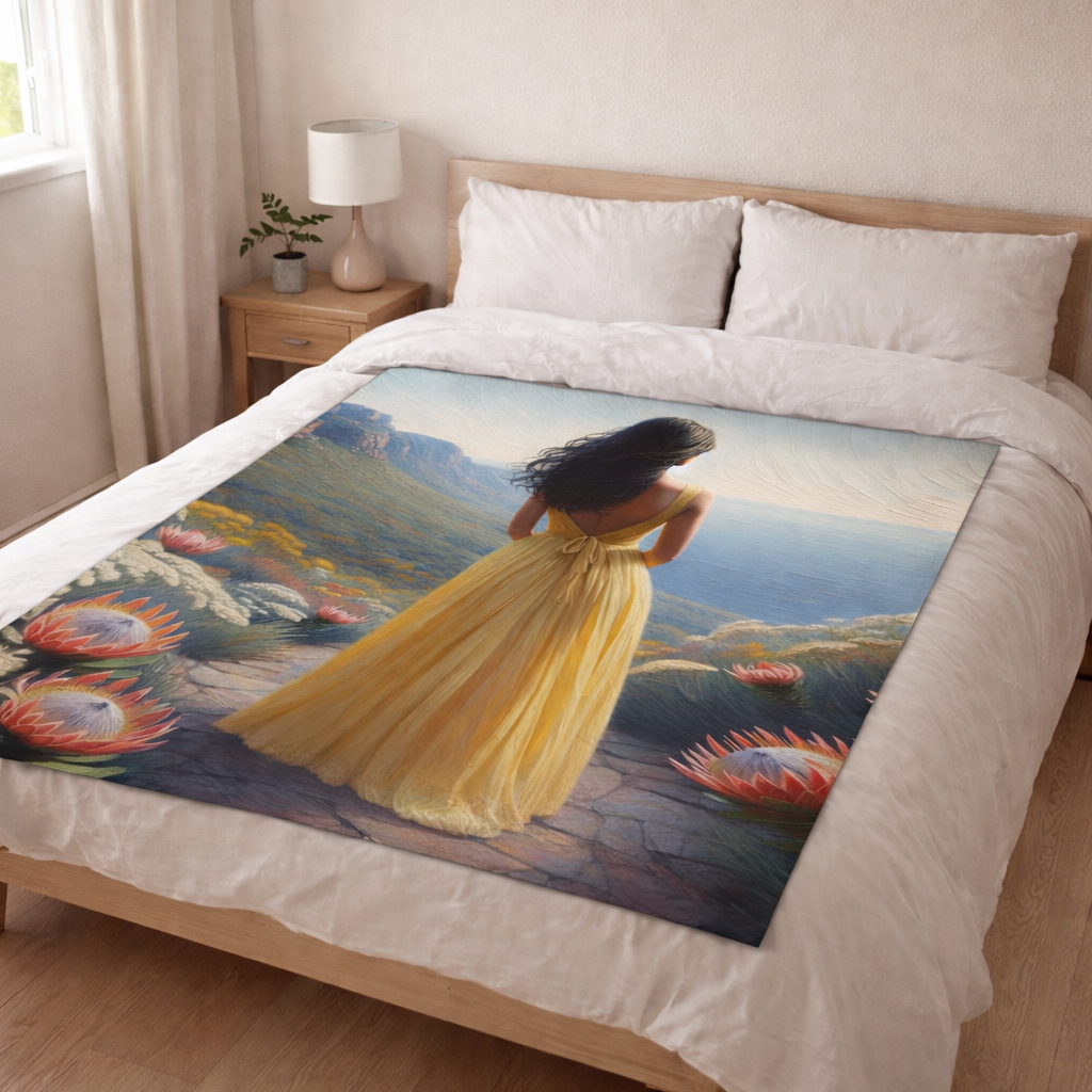 Protea ocean fleece blanket lightweight throw South Africa