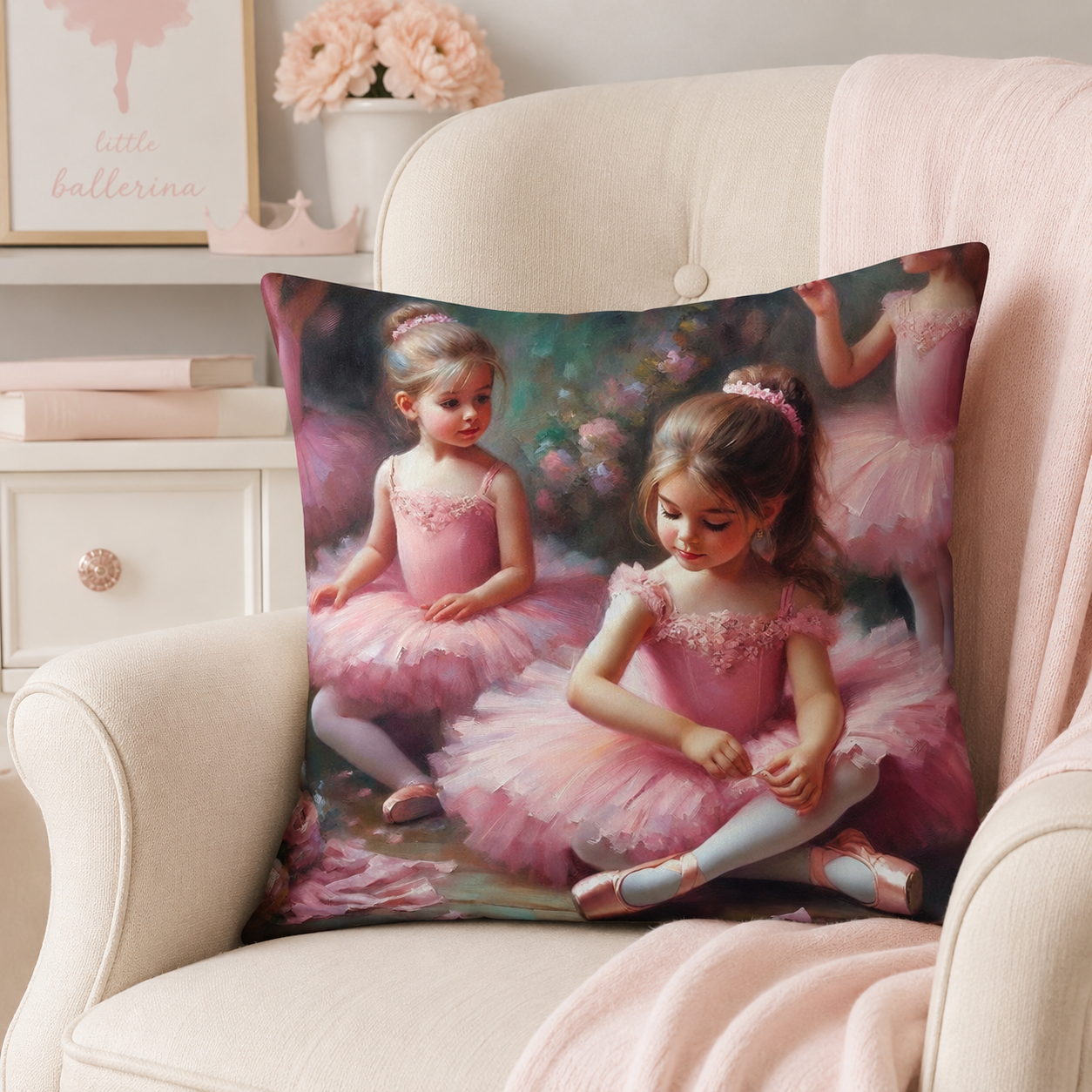Little  dancers cushion cover. Cotton kids bedding