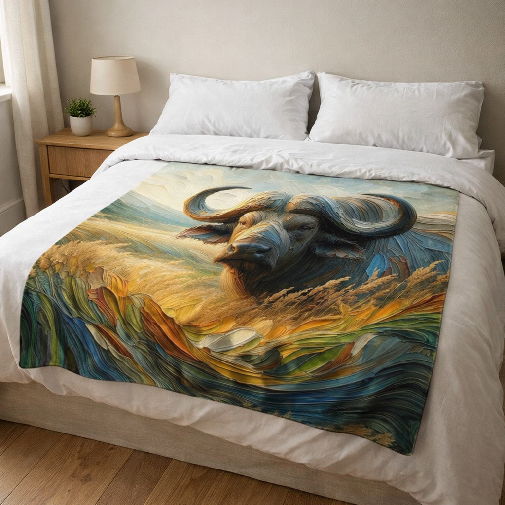 African buffalo blanket coral fleece soft throw South Africa home decor