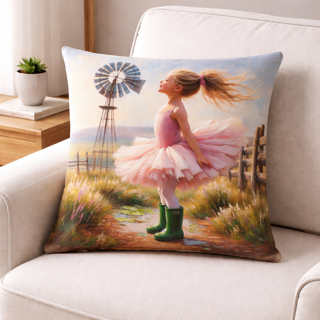 Ballerina Windmill Lightweight Fleece Blanket and scatter cushion