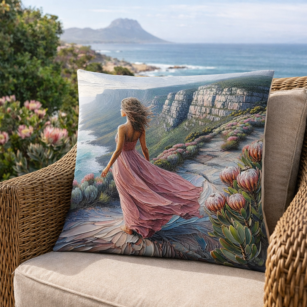 cotton scatter cushion cover South Africa protea coastal design decorative pillow