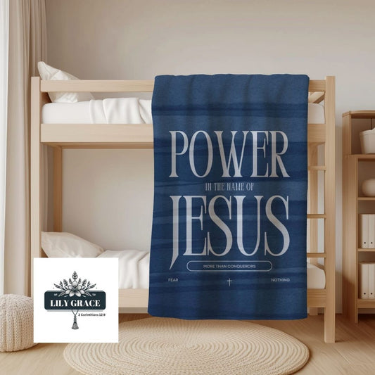 Power in the Name of Jesus – Blue Faith Blanket