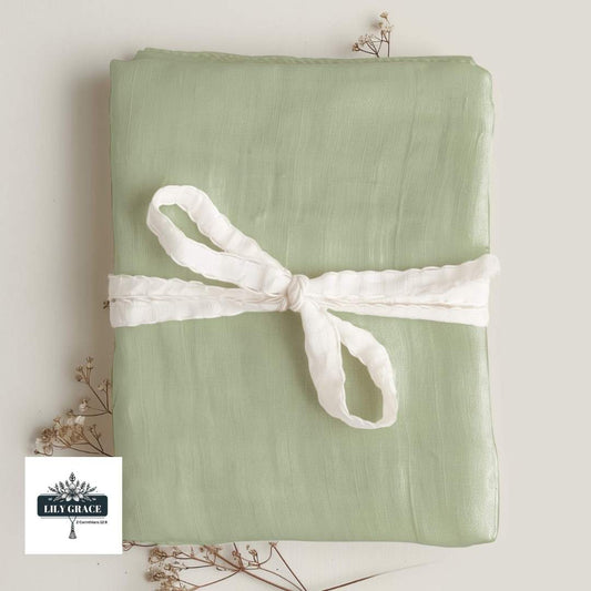 Soft Forest Green – Cotton Muslin Baby Blanket