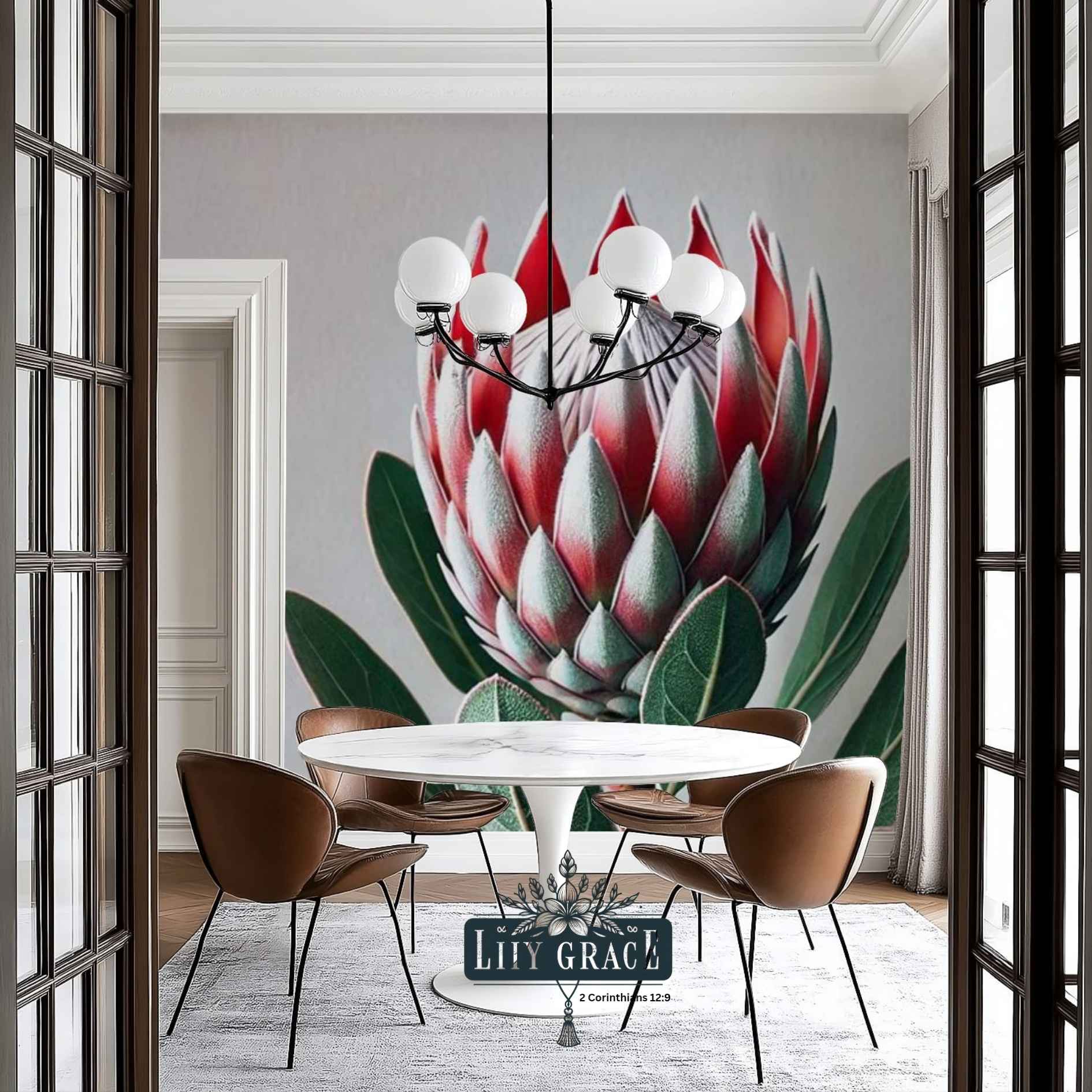Solitaire protea wallpaper mural.