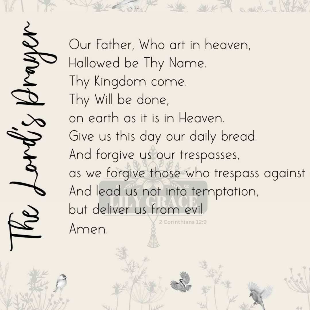 Beige fleece blanket featuring The Lord’s Prayer design by Lily Grace Design.