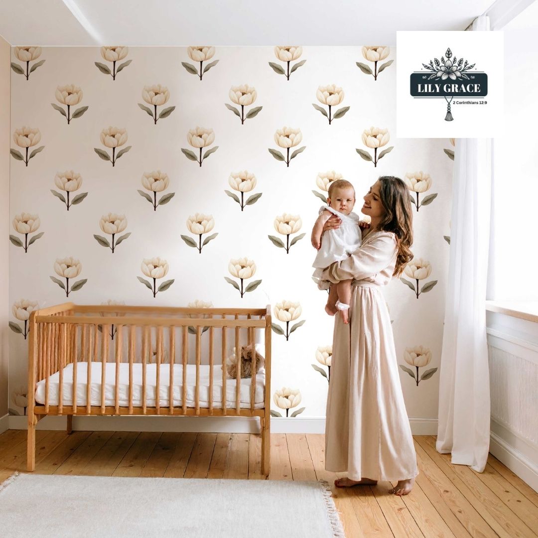 Bloom & Beige nursery wallpaper