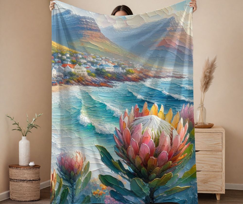 Protea seascape fleece blanket
