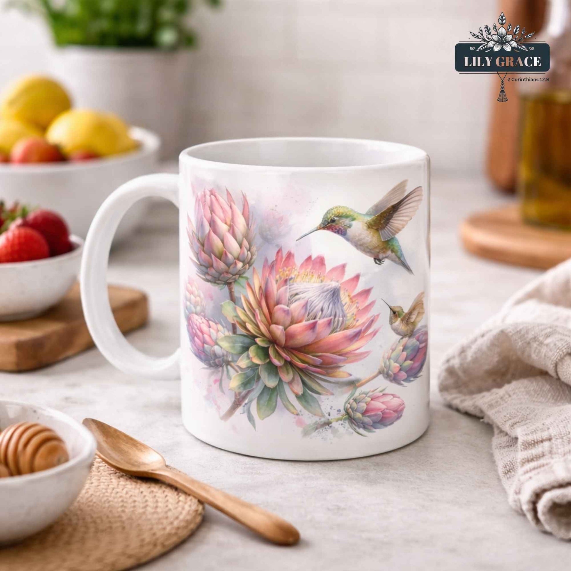 Floral Suikerbekkie designer mug suitable as a birthday gift for her