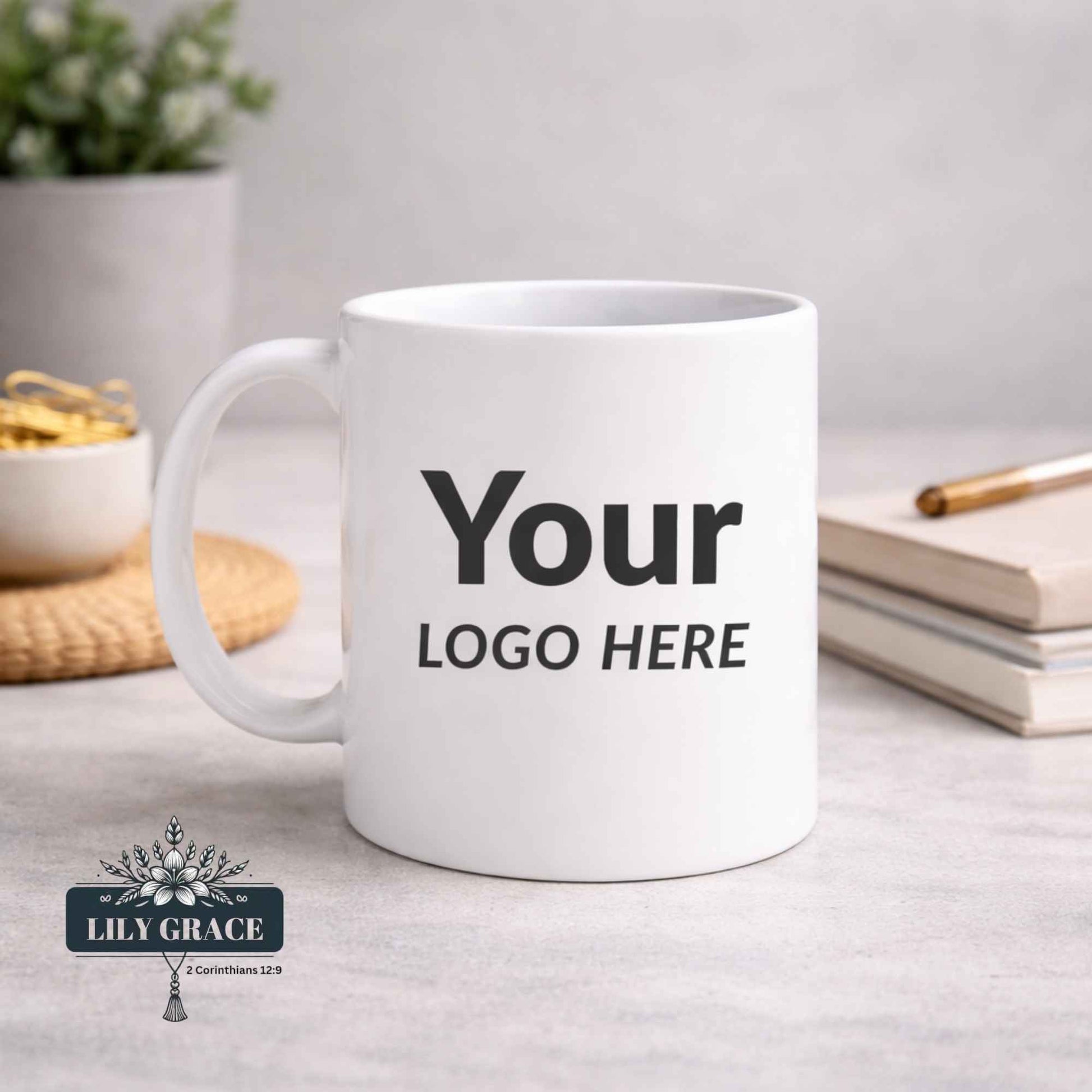 Branded coffee mug.  Mug with company logo 