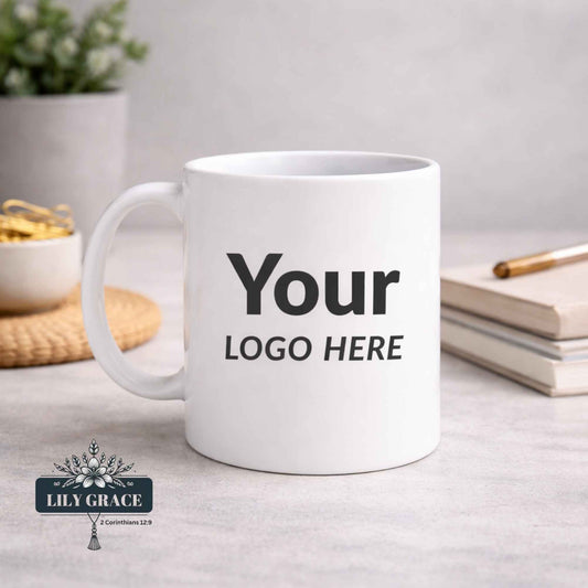 Branded coffee mug.  Mug with company logo 