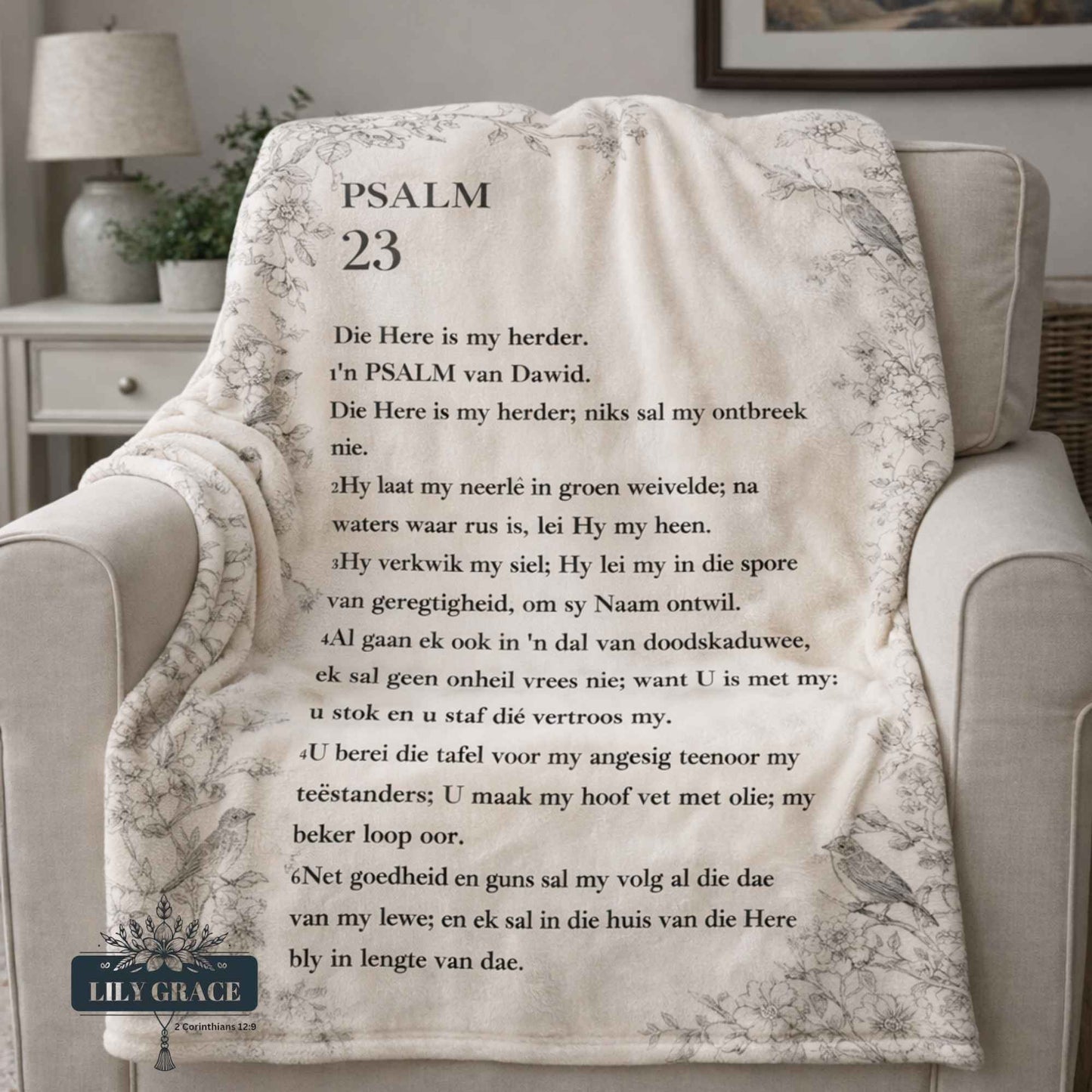 Psalm 23. Faith Blanket. Christian bedding South Africa