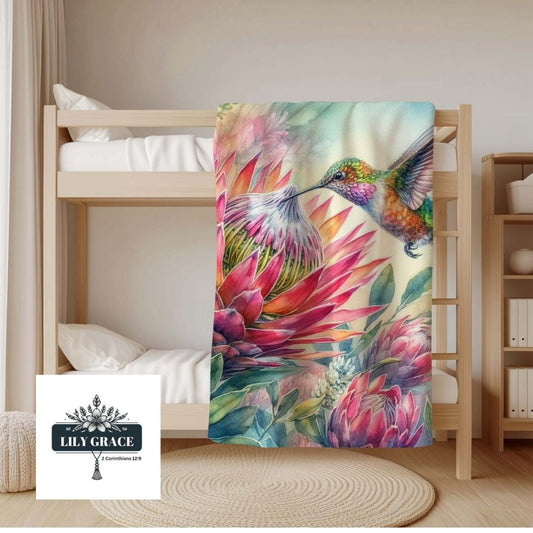 Hermanus Protea coral fleece blanket
