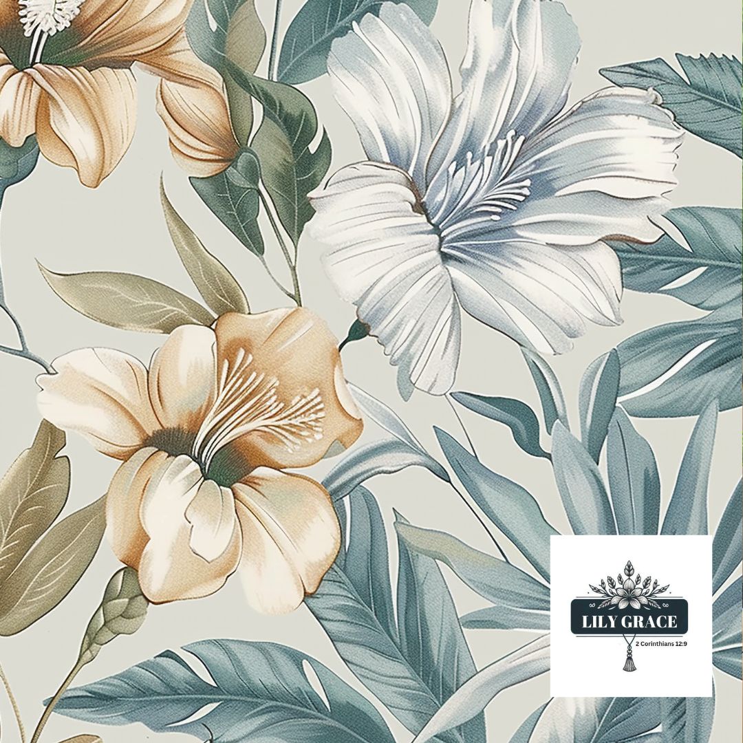 Tropical Leaf and flowers wallpaper