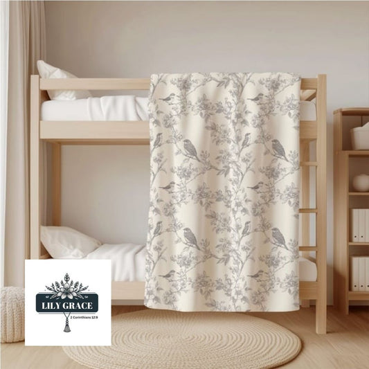Chinoiserie Floral fleece blanket