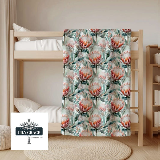 Protea watercolor soft blanket
