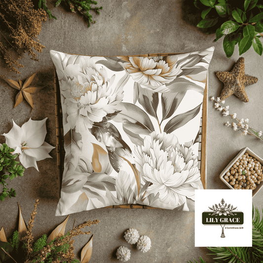 Beige and cream floral scatter cushions covers