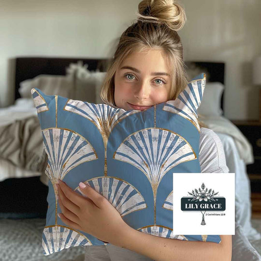 Blue plume scatter cushion covers